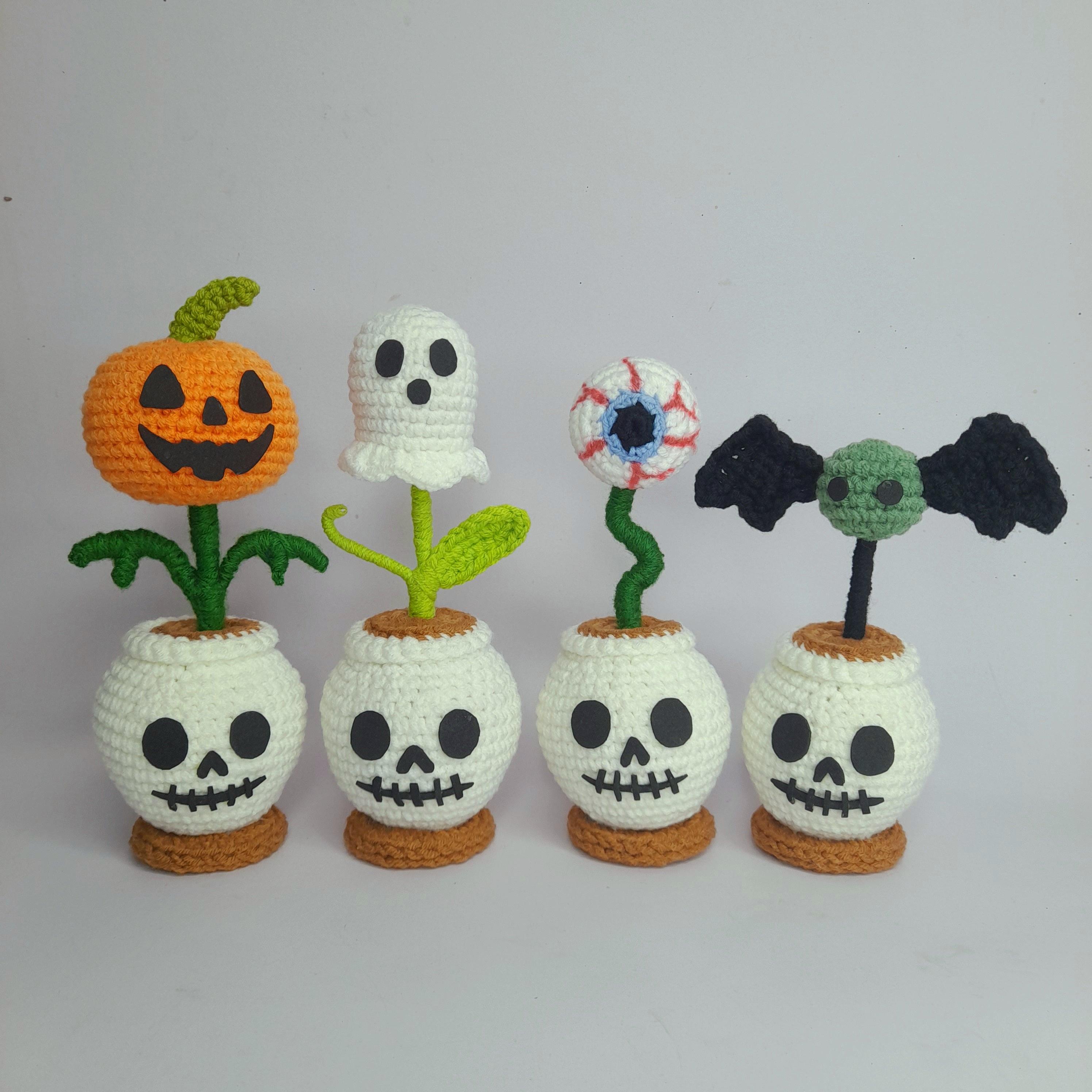 Ensemble de cache-pots crânes d’Halloween – Modèle de crochet