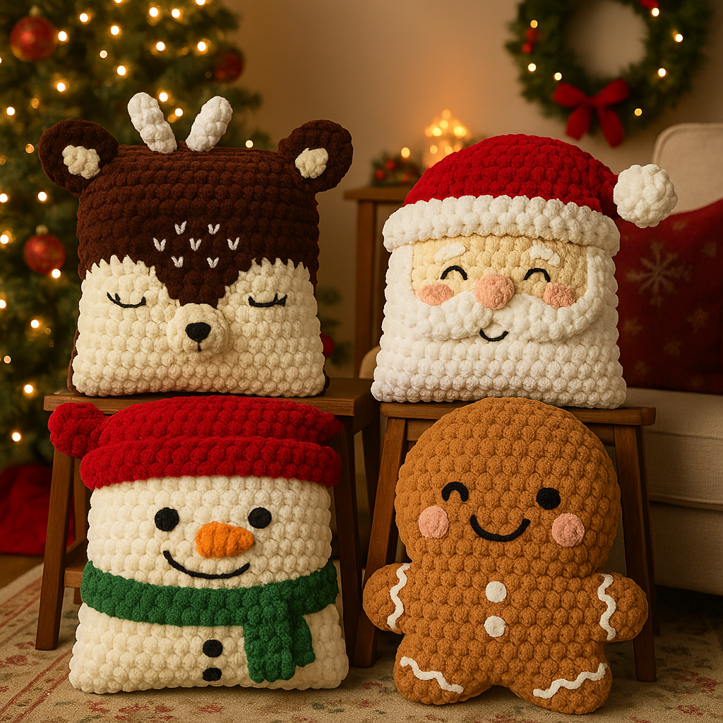 Ensemble de coussins de Noël - Modèle de crochet