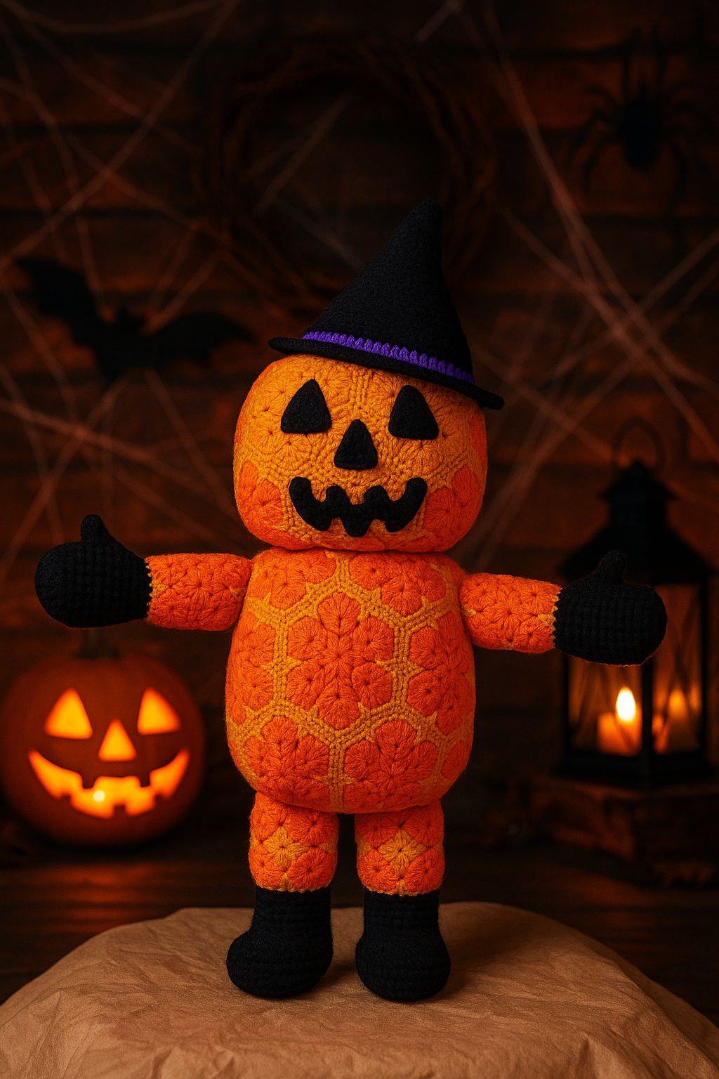 Modèle de crochet poupée sorcière en citrouille