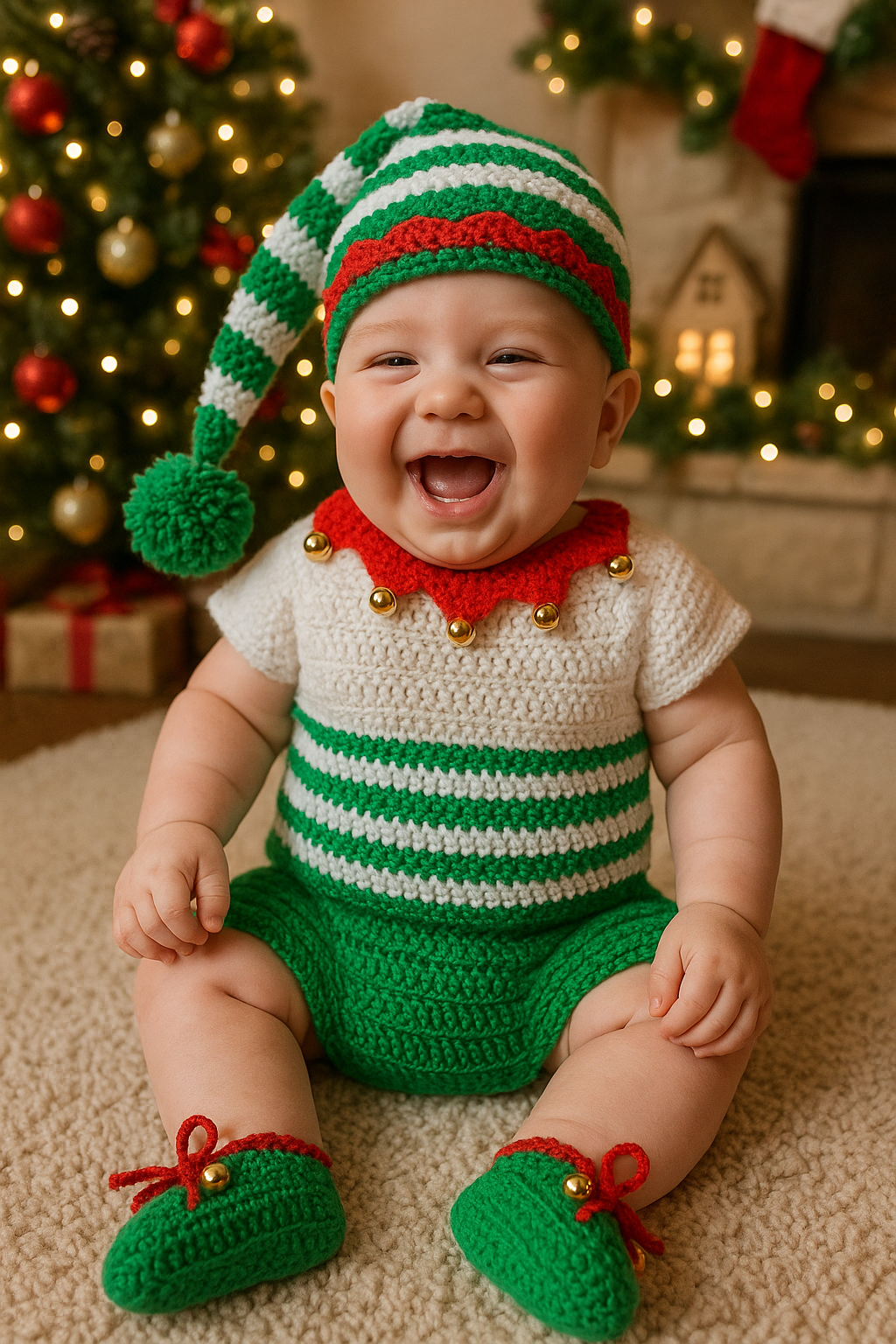 Ensemble de Noël Lutin pour Bébé - Modèle de Crochet