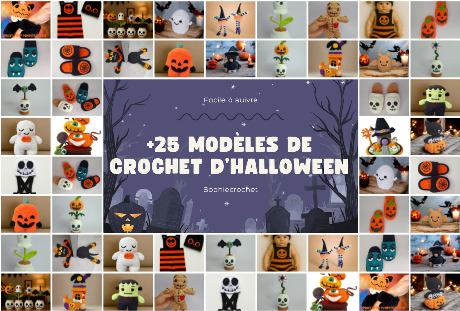 Lot de 25 modèles de crochet d’Halloween
