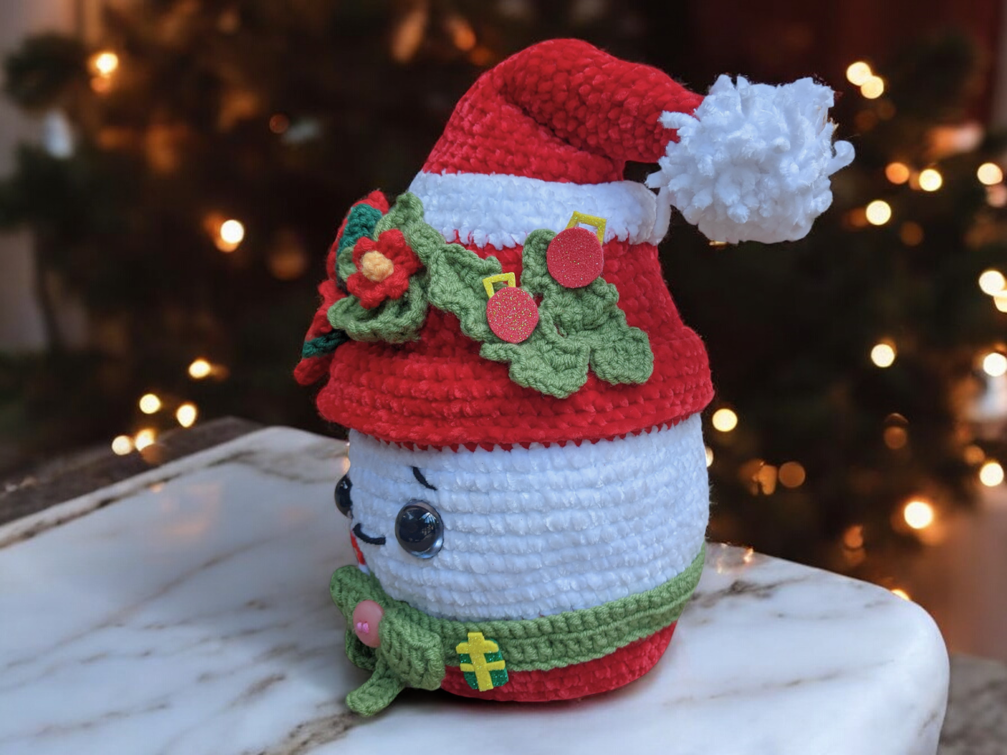 Modèle de Crochet Pot de Noël Poinsettia Claus