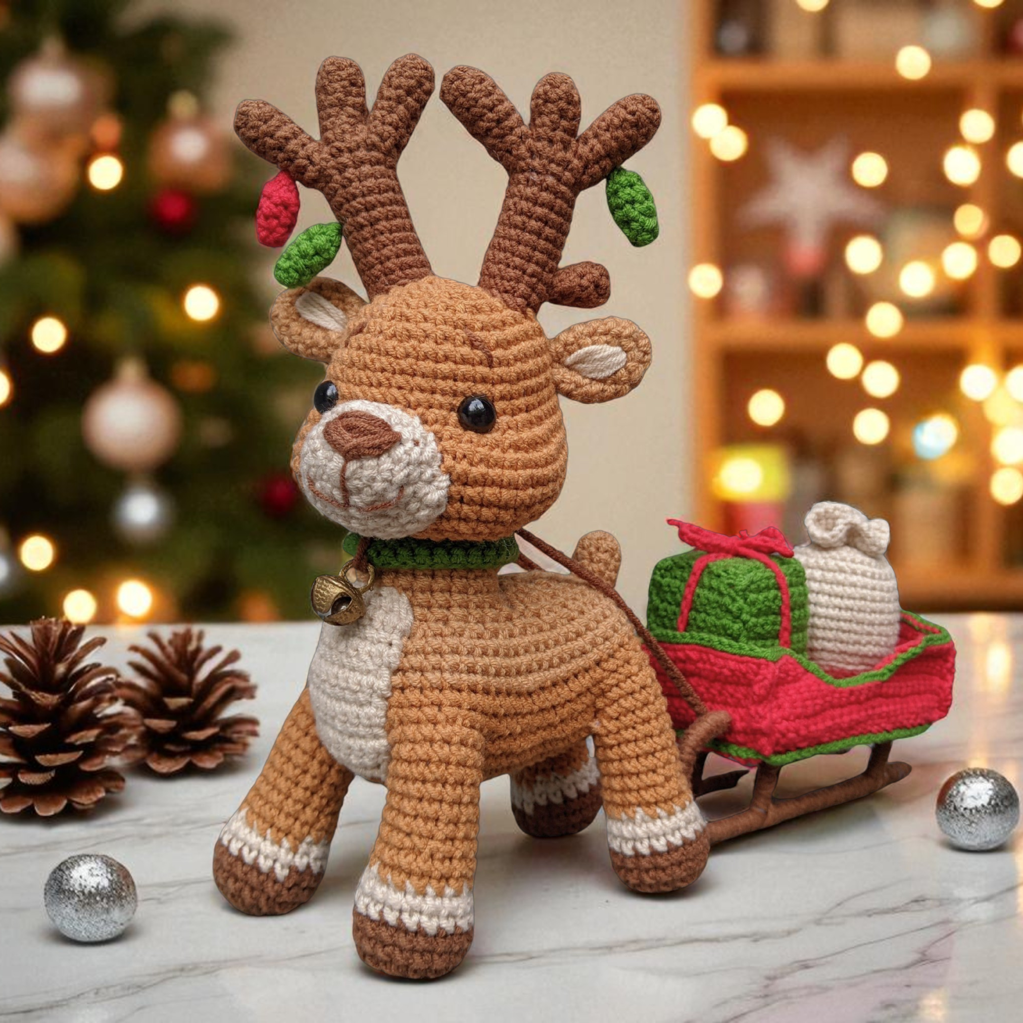 Modèle de Crochet : Renne avec Traîneau