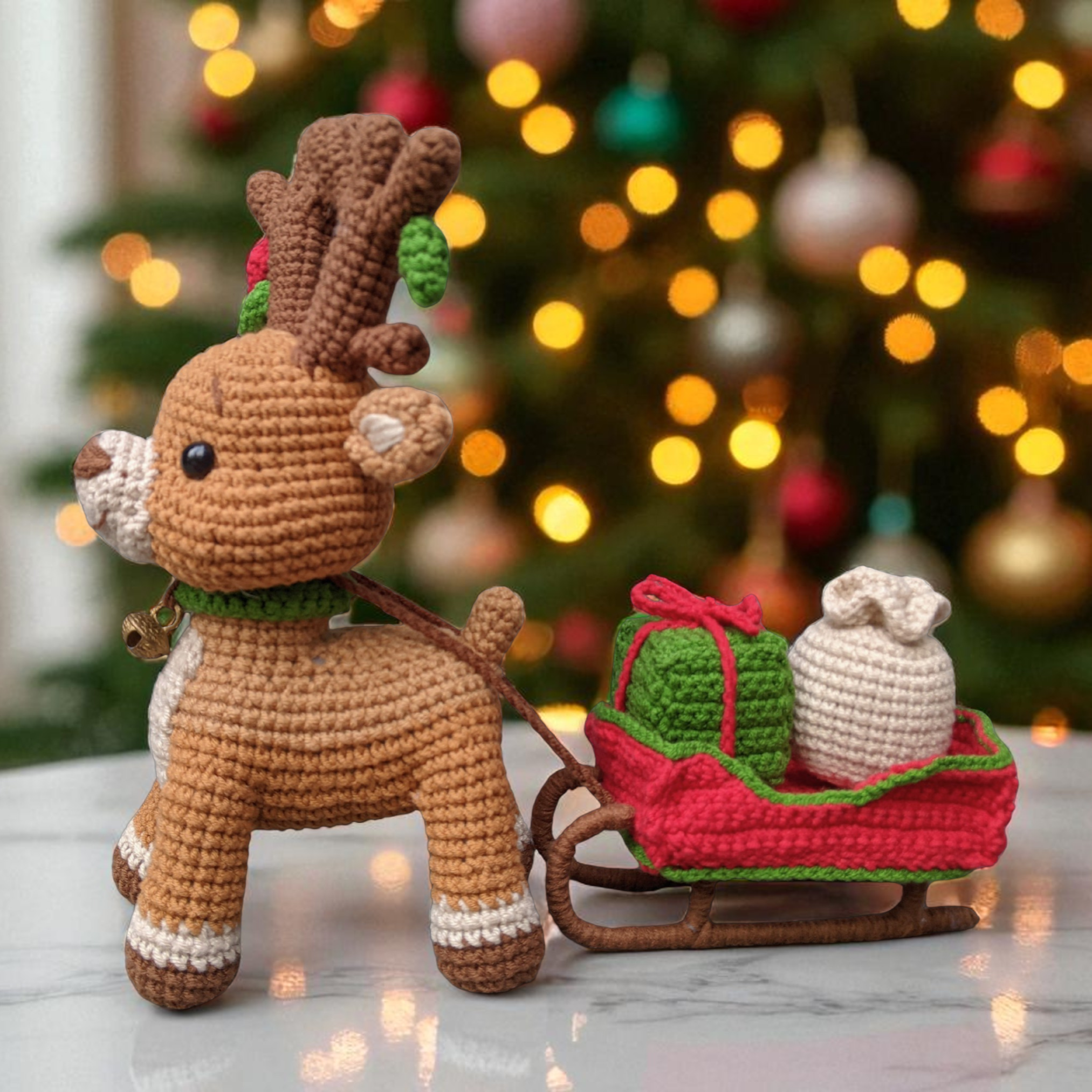 Modèle de Crochet : Renne avec Traîneau