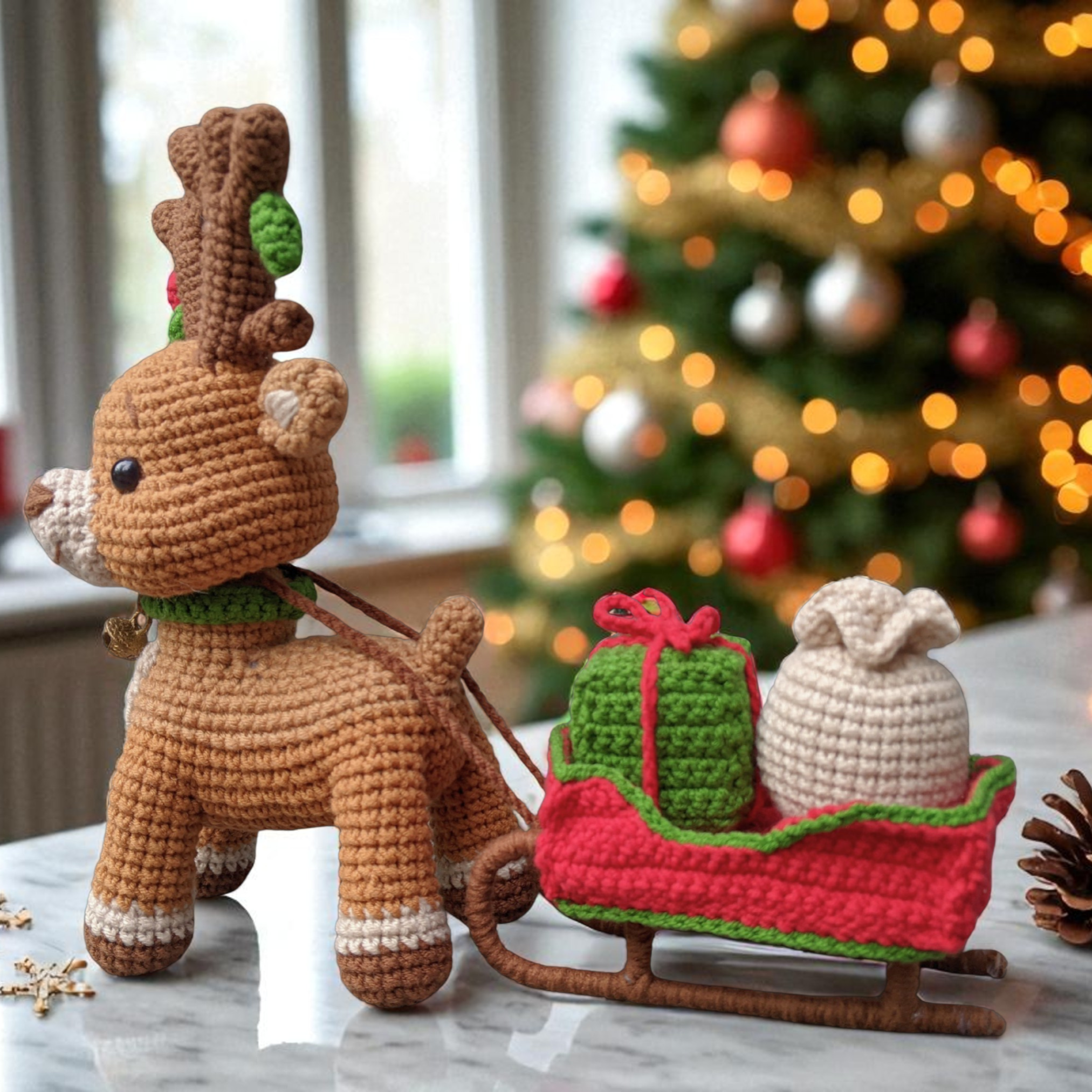 Modèle de Crochet : Renne avec Traîneau