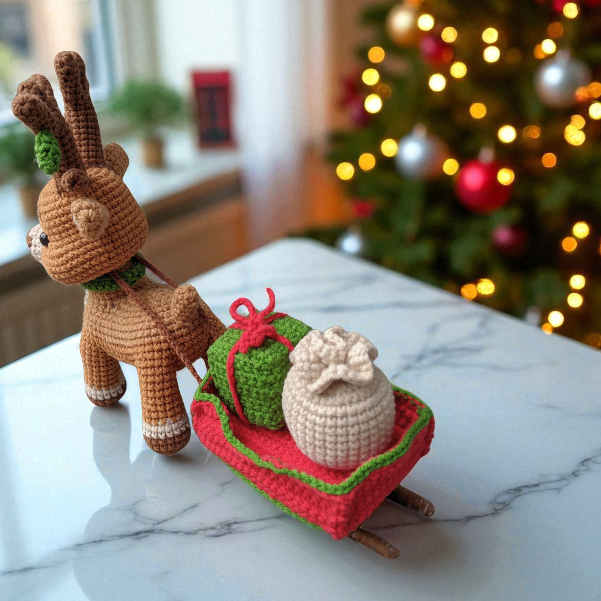 Modèle de Crochet : Renne avec Traîneau