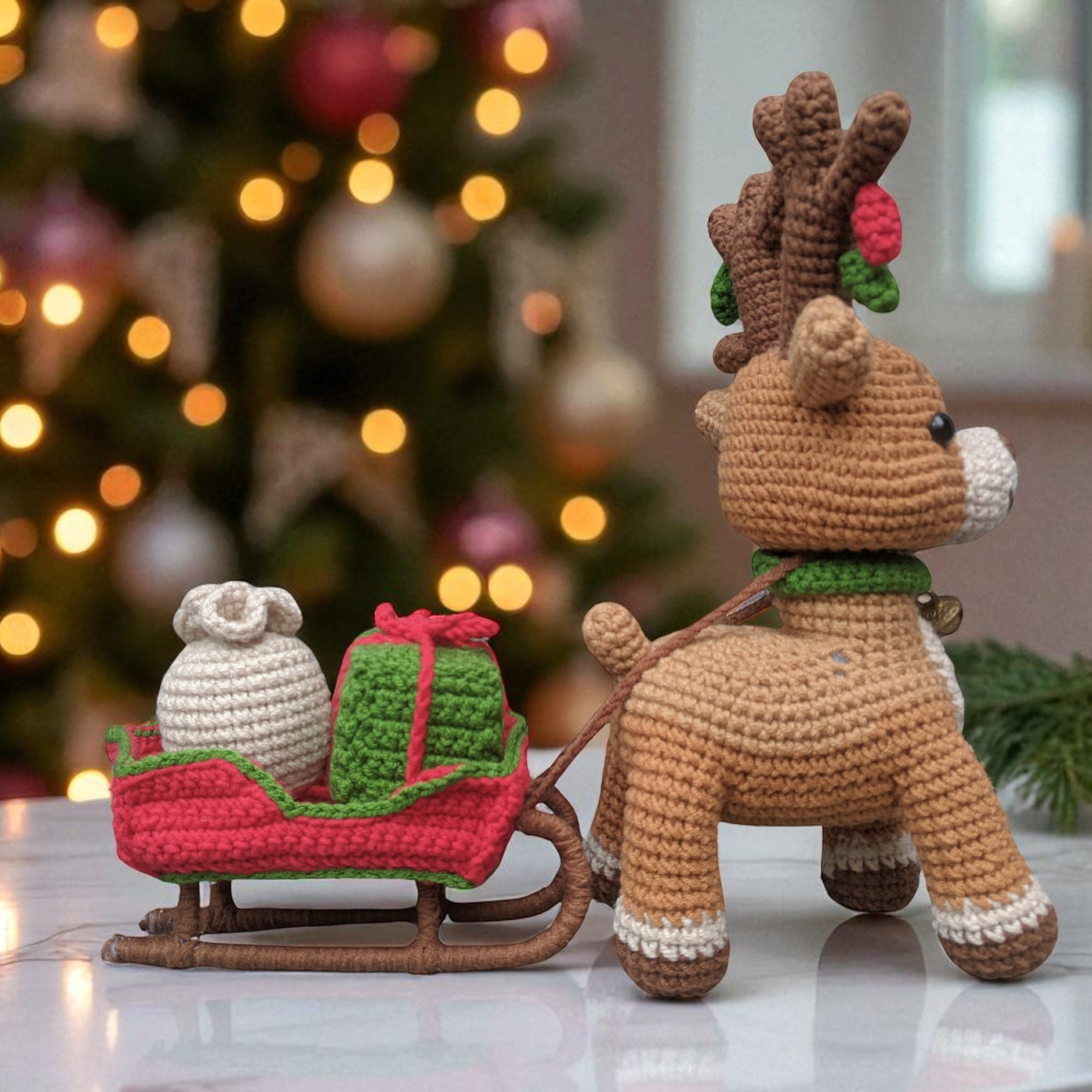 Modèle de Crochet : Renne avec Traîneau