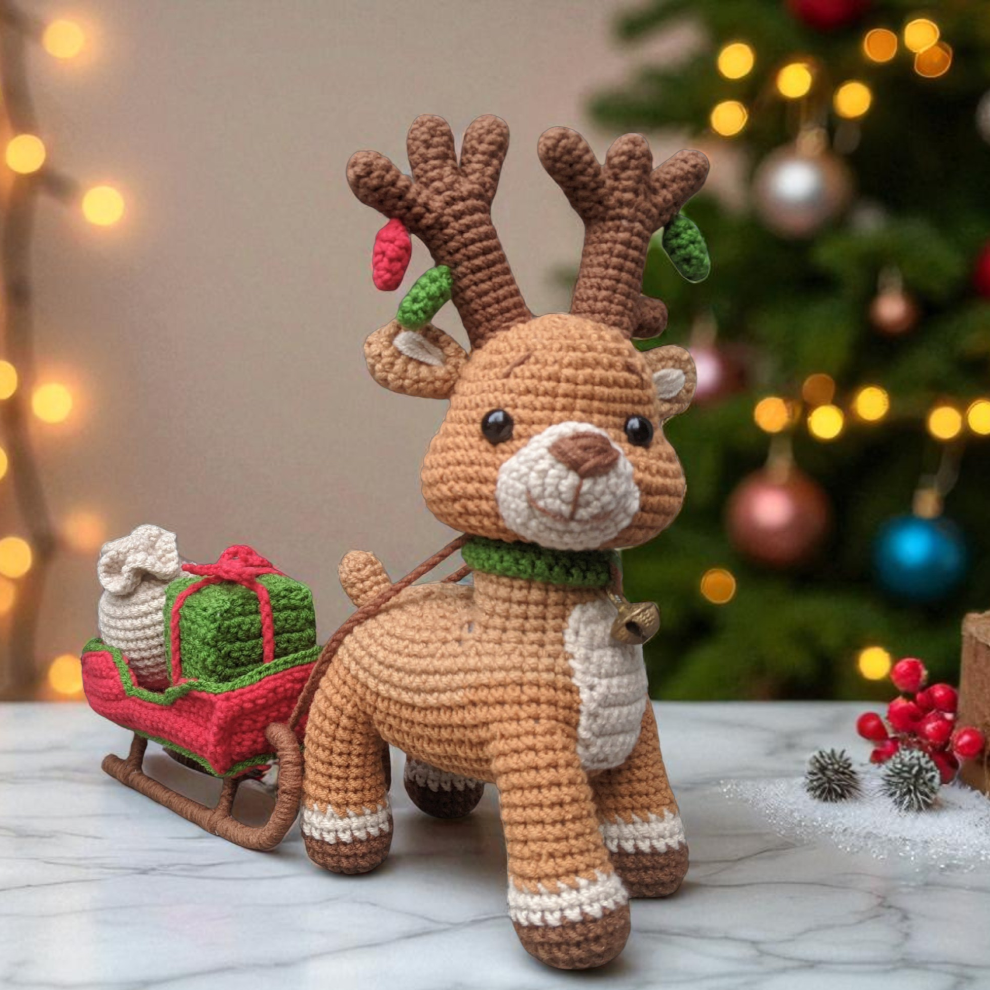 Modèle de Crochet : Renne avec Traîneau