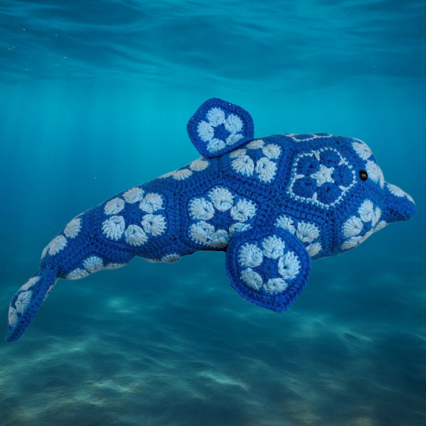 Modèle crochet – Dauphin en fleurs africaines