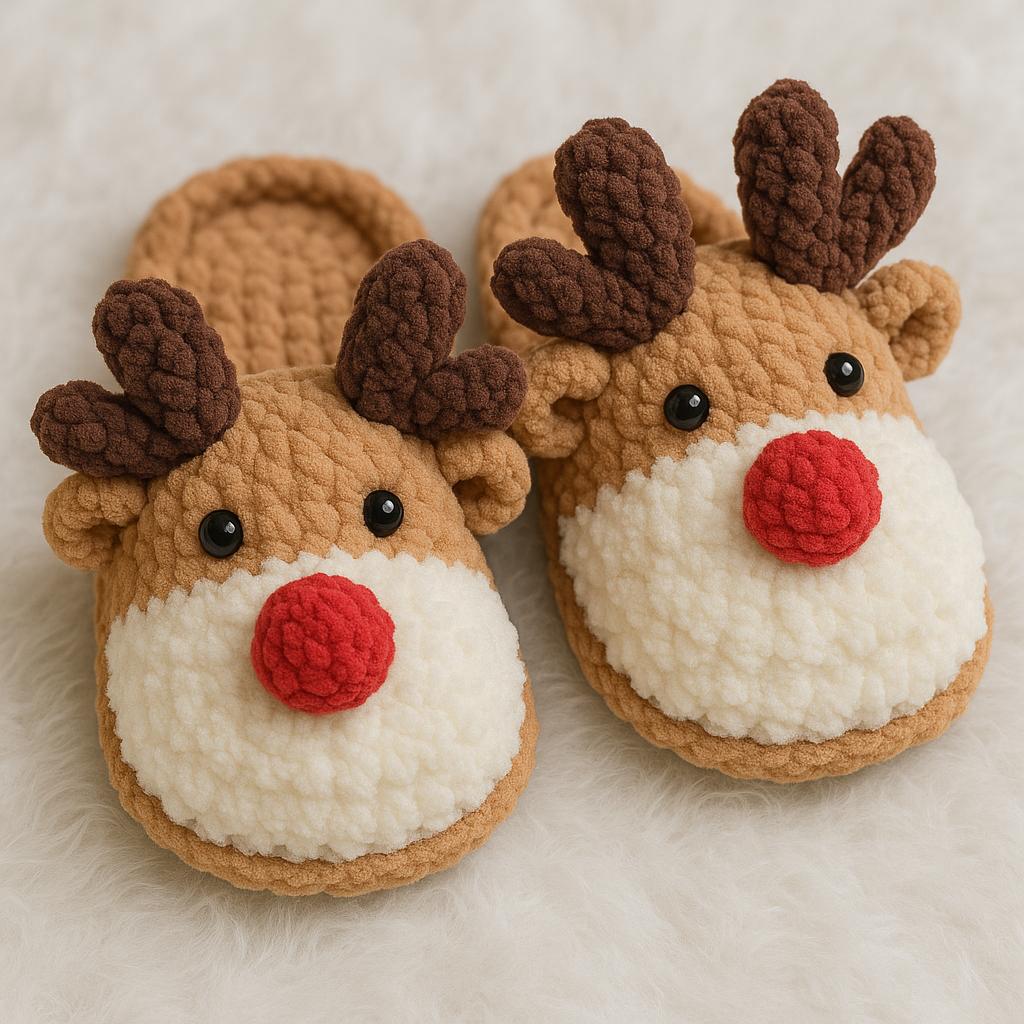 Modèle de crochet : Chaussons de Renne pour Noël