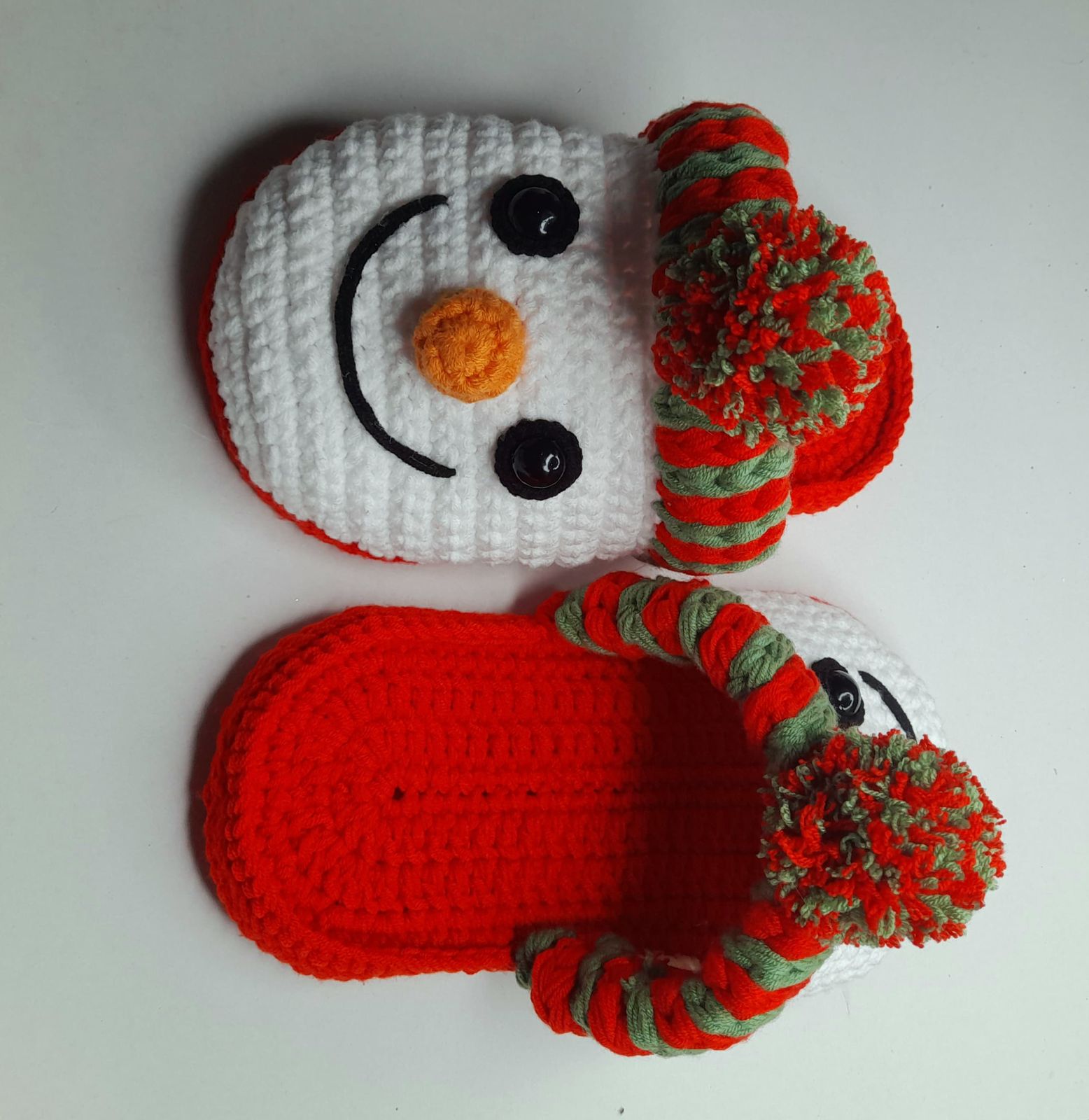 Modèle de crochet : Chaussons Bonhomme de Neige de Noël