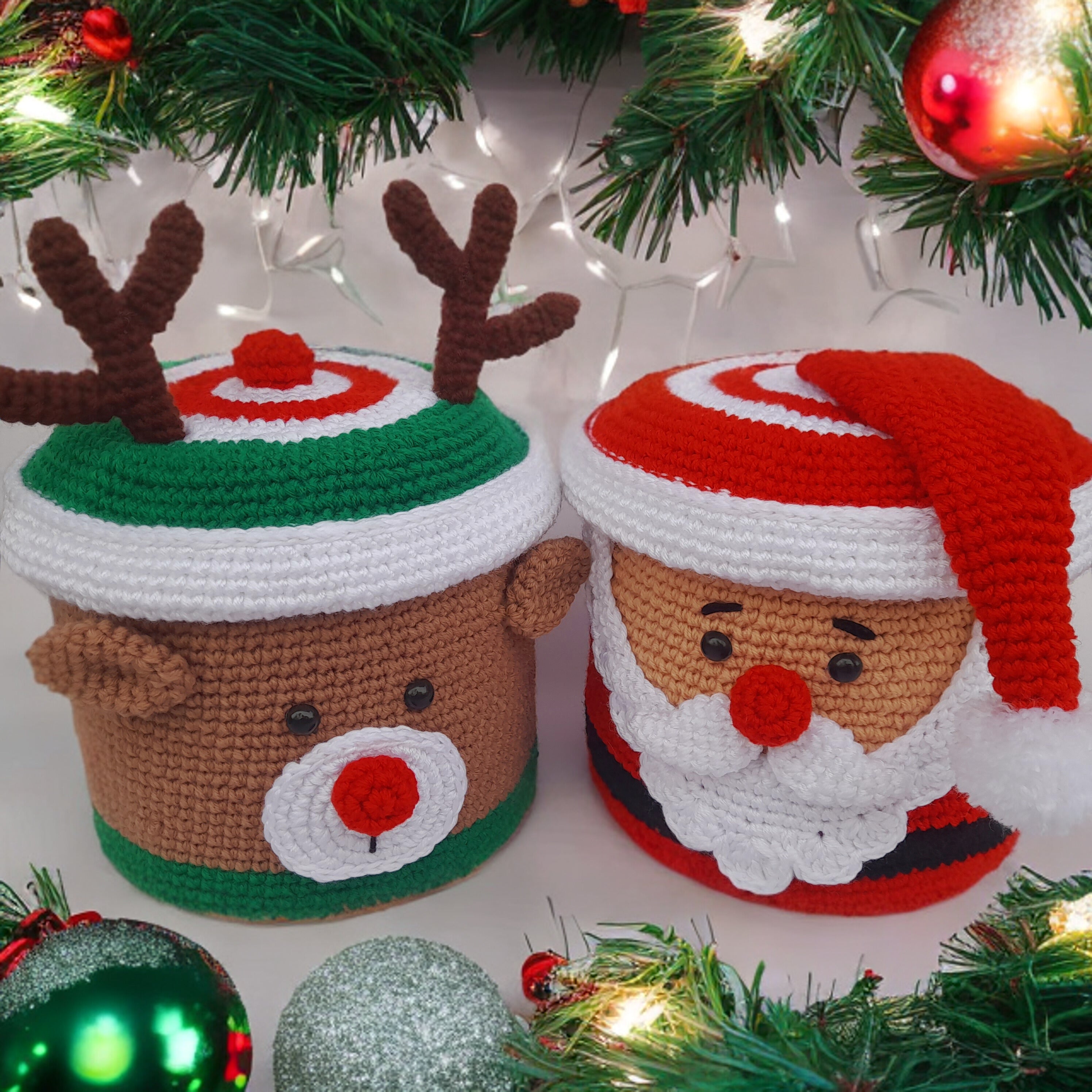 Modèles de Crochet pour Grandes Boîtes Cadeaux du Père Noël & Rudolph