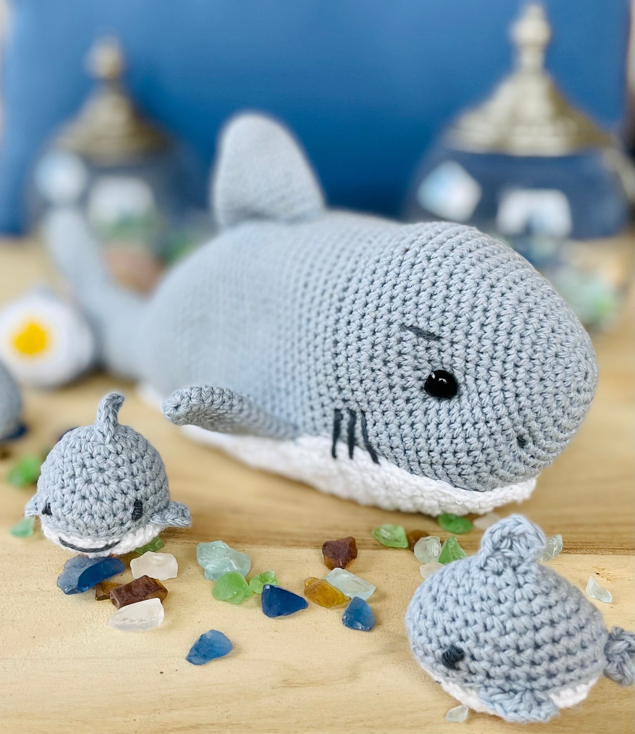 Modèle de Crochet Jeu de Requins avec Mini Requins