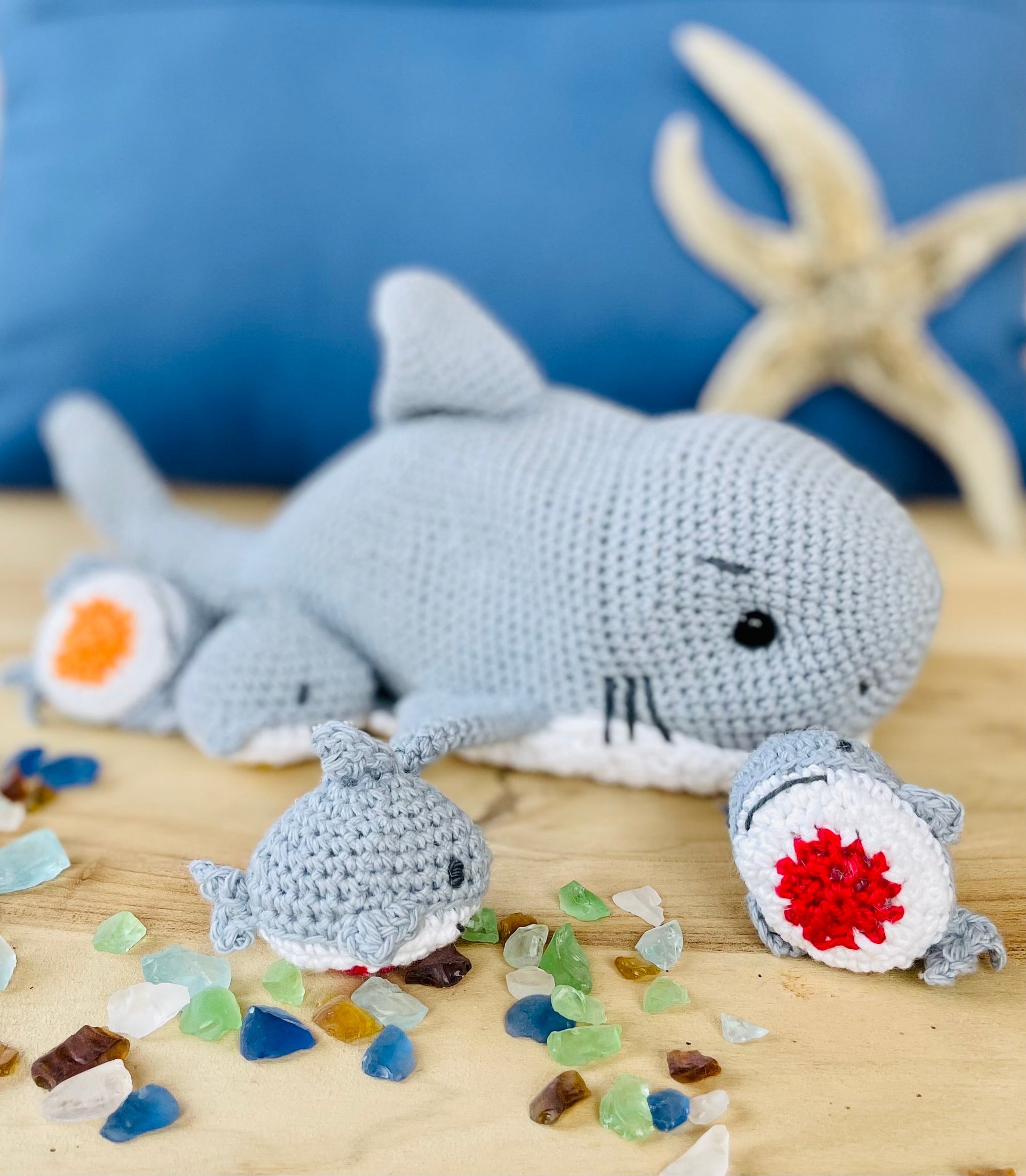 Modèle de Crochet Jeu de Requins avec Mini Requins