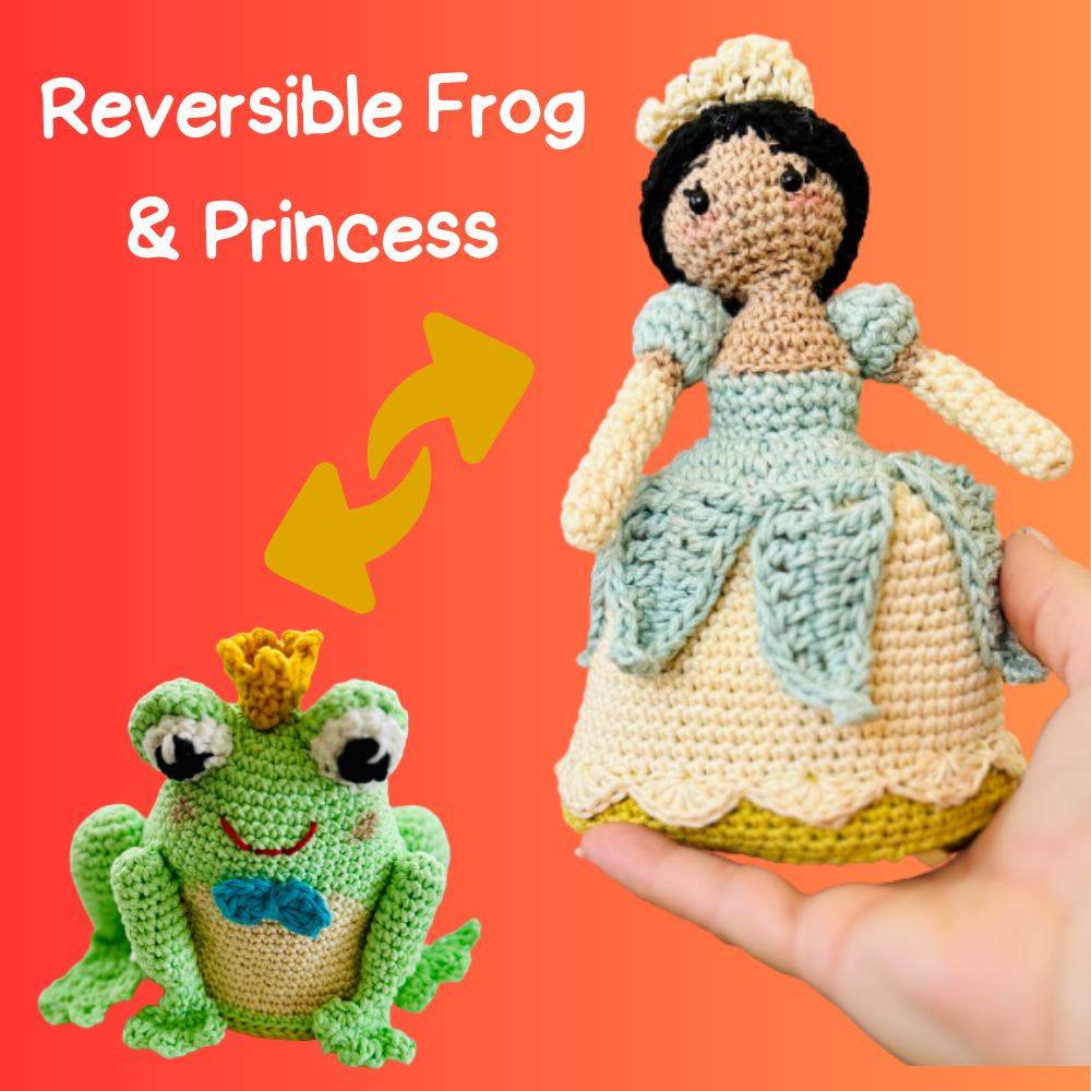 Modèle de Crochet : Amigurumi Réversible de Grenouille et Princesse